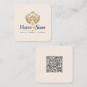 Aanpasbaar logo en QR-code Zachte warme ivoor Contactkaartje