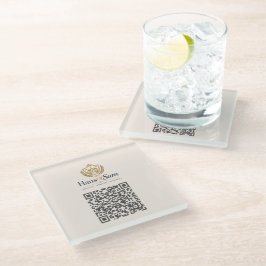 Aanpasbaar logo en QR-code Zachte warme ivoor Glazen Onderzetter
