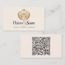 Aanpasbaar logo en QR-code Zachte warme ivoor Visitekaartje