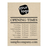Aanpasbaar Logo En Tekst Bedrijfsopeningsuren Perfect Poster (Voorkant)