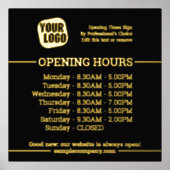 Aanpasbaar Logo En Tekst Openingstijden Bedrijf Folie Afdrukken (Voorkant)
