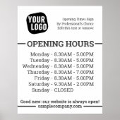 Aanpasbaar Logo En Tekst Openingstijden Bedrijf  Poster (Voorkant)