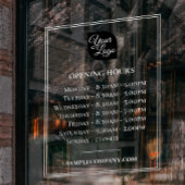 Aanpasbaar logo en tekst openingstijden bedrijf raamsticker