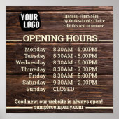 Aanpasbaar logo en tekst openingsuren bedrijf poster (Voorkant)