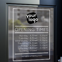 Aanpasbaar logo en tekst openingsuren bedrijf raamsticker