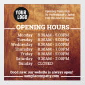 Aanpasbaar logo en tekst openingsuren bedrijf raamsticker (Vel)