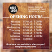 Aanpasbaar logo en tekst openingsuren bedrijf raamsticker (Vel 2)