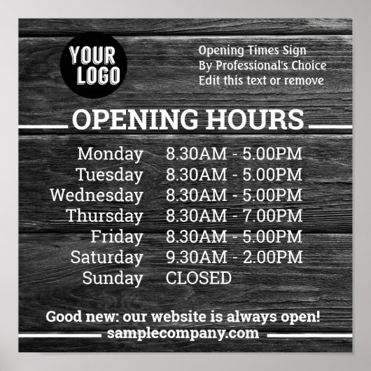 Aanpasbaar logo en tekst Zakelijke openingstijden  Poster (Voorkant)