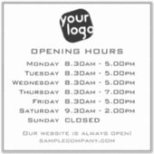 Aanpasbaar logo en tekst Zakelijke openingstijden  Sticker (Voorkant)