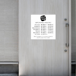 Aanpasbaar logo en tekst Zakelijke openingstijden  Sticker