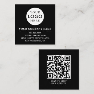 Aanpasbaar Logo Professioneel QR-code Zwart Vierkante Visitekaartje