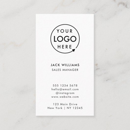 Aanpasbaar logo | Verticaal zakelijk Minimalistisc Visitekaartje (Voorkant)