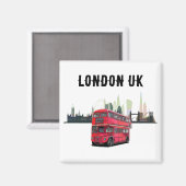 Aanpasbaar London Skyscape Red Bus Souvenir Magneet (Voorkant / Achterkant)