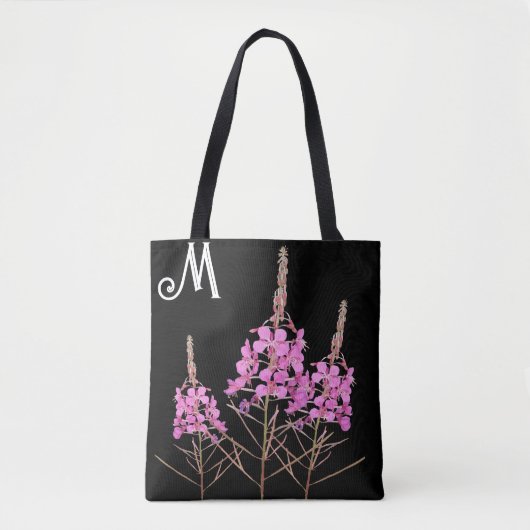 Aanpasbaar M monogram  roze bloemen floral Tote Bag (Voorkant)
