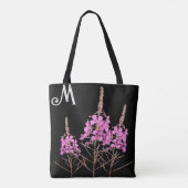 Aanpasbaar M monogram  roze bloemen floral Tote Bag (Achterkant)
