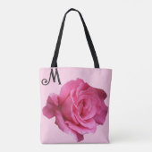 Aanpasbaar M monogram  roze rose bloemen Tote Bag (Achterkant)