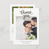 Aanpasbaar minimalistisch script hart trouwfoto bedankkaart (Voorkant / Achterkant)
