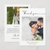 Aanpasbaar minimalistisch script hart trouwfoto bedankkaart (Voorkant / Achterkant)