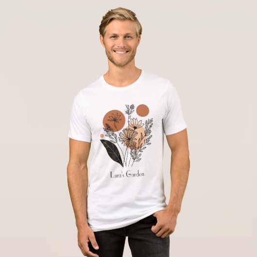 Aanpasbaar modern botanisch bloementuinontwerp Tri-Blend shirt (Voorkant volledig)