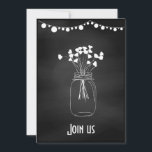 Aanpasbaar modern schoolbord bruiloft kaart<br><div class="desc">Trendy schoolbord metsonteglazen bruiloft uitnodiging aanpasbaar aan uw evenement details.</div>