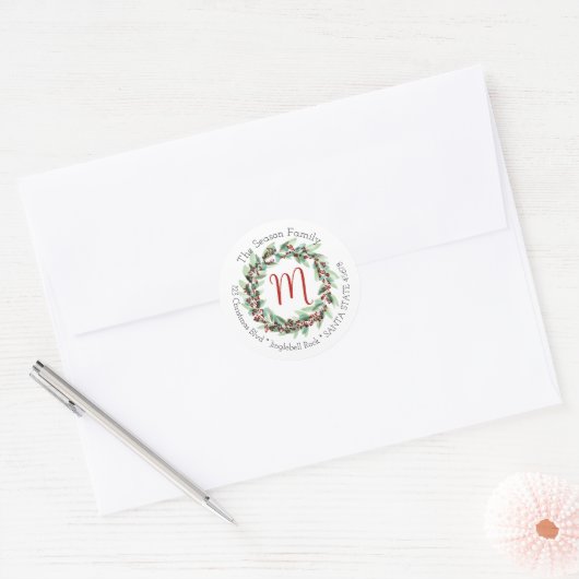 Aanpasbaar Monogram Label Kerstmis (Envelop)