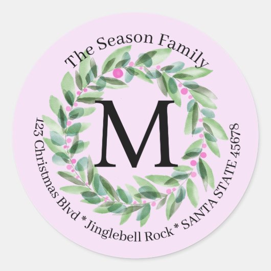 Aanpasbaar Monogram Label Kerstmis (Voorkant)