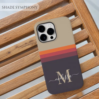 Aanpasbaar monogram met leuk streepjes kleurblok iPhone 14 pro max hoesje