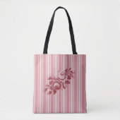 Aanpasbaar Monogram Roze Strepen Koolrozen Tote Bag (Voorkant)
