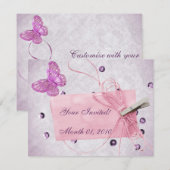 Aanpasbaar mooi roze vlinderontwerp kaart (Voorkant / Achterkant)