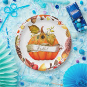 Aanpasbaar najaar pompoen papieren bordje (Feest)