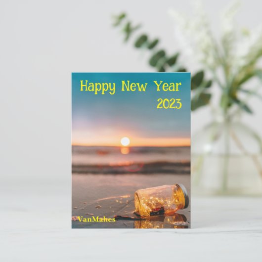 Aanpasbaar Nieuwjaar Foto modern Briefkaart (Staand voorkant)