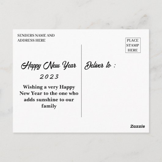 Aanpasbaar Nieuwjaar Foto modern Briefkaart (Achterkant)