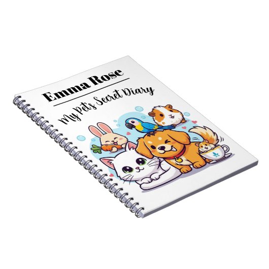 Aanpasbaar Notitieboek Cute Cartoon Huisdieren (Rechterzijde)