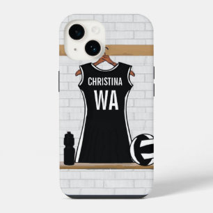 Aanpasbaar ontwerp netbal zwart en wit iPhone 14 hoesje