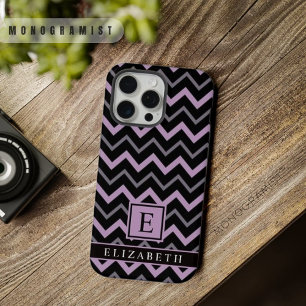 Aanpasbaar Paars Grijs Zwart Chevron Patroon iPhone 15 Pro Max Case