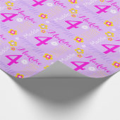 Aanpasbaar paars roze leeftijd 4e verjaardag cadeaupapier (Hoek)