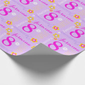 Aanpasbaar paars roze leeftijd 8 jaar cadeaupapier (Hoek)