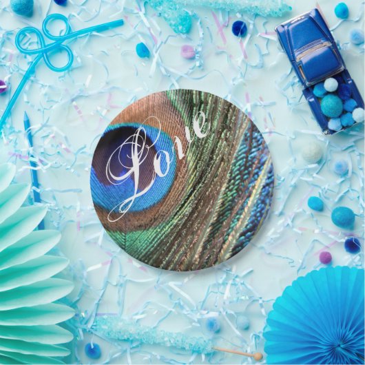 Aanpasbaar Peacock Feather Bord (Feest)