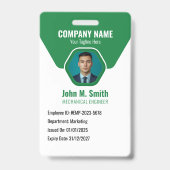 Aanpasbaar personeels-ID-badge Groen Badge (Voorzijde)