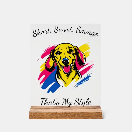 Aanpasbaar Pop Art Dachshund ontwerp Acryl Bord (Voorkant)