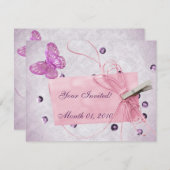 Aanpasbaar Pretty Roze Vlinderontwerp Kaart (Voorkant / Achterkant)