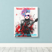 Aanpasbaar Punk Meisje Gitarist Art Inspirerend Canvas Afdruk (Insitu (Houten vloer))