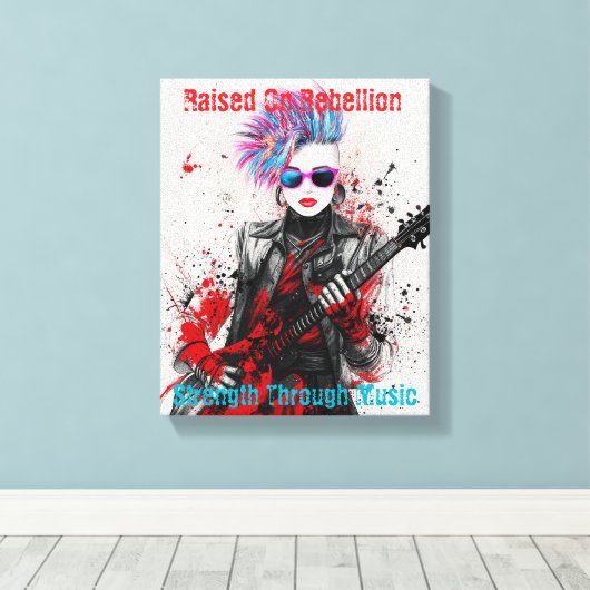 Aanpasbaar Punk Meisje Gitarist Art Inspirerend Canvas Afdruk (Insitu (Houten vloer))