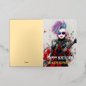 Aanpasbaar Punk Meisje Gitarist Art Inspirerend Folie Wenskaart (Buiten Laag)