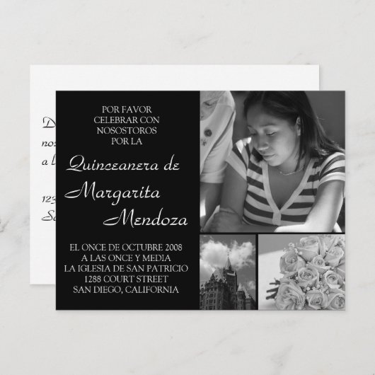 Aanpasbaar Quinceanera Invitacion Tarjeta Uitnodiging Briefkaart (Voorkant / Achterkant)