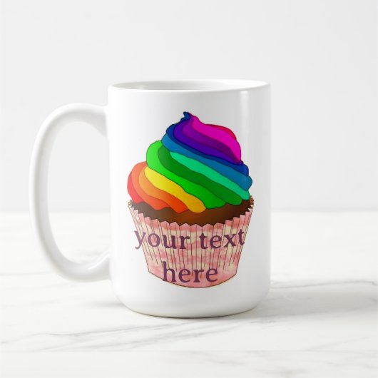 Aanpasbaar Regenboog Cupcake Pride Design Koffiemok (Links)