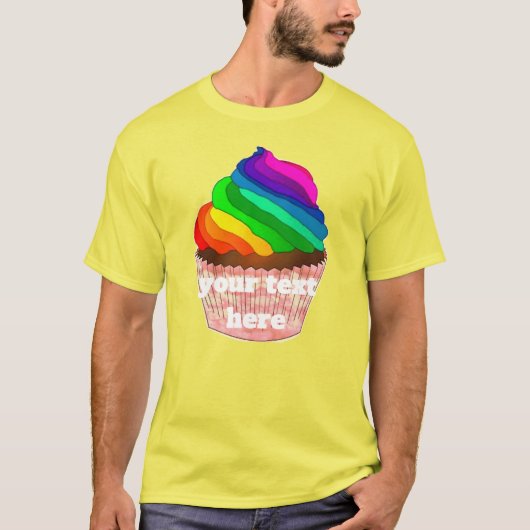 Aanpasbaar Regenboog Cupcake Pride Design T-shirt (Voorkant)