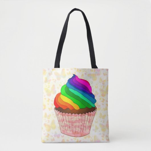 Aanpasbaar Regenboog Cupcake Pride Design Tote Bag (Voorkant)