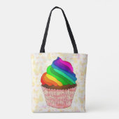 Aanpasbaar Regenboog Cupcake Pride Design Tote Bag (Achterkant)