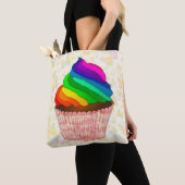 Aanpasbaar Regenboog Cupcake Pride Design Tote Bag (Dichtbij)